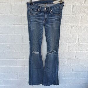 Rag & Bone Elephant Bell Denim Raw Hem Distressed Jeans sz 25